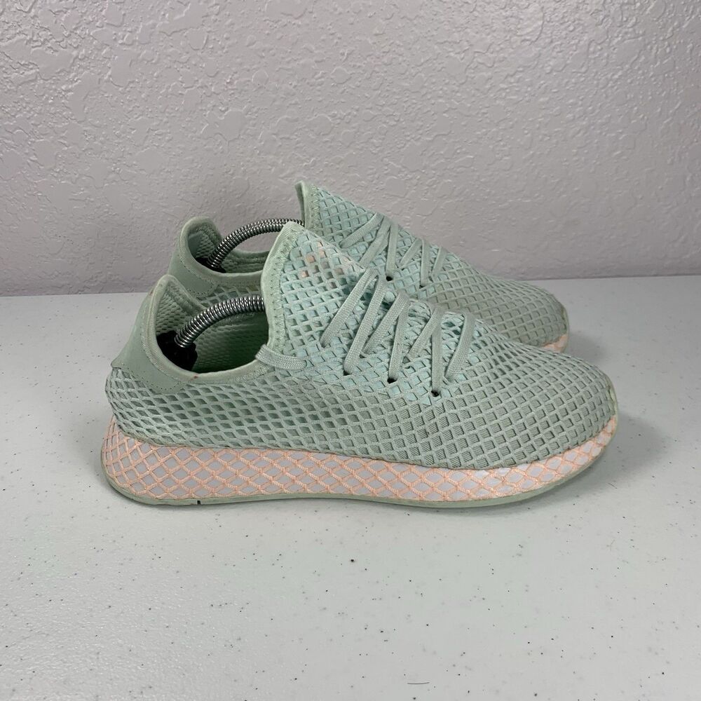 Adidas Deerupt Runner J Sneakers Youth 6 Ice Mint Orange Green Shoes CG6841
